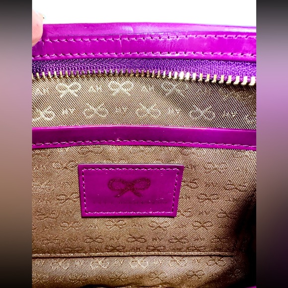 Anya Hindmarch Patent Leather Enamel Pleated Clutch Party Zip Bag in Purple - Picture 5 of 10